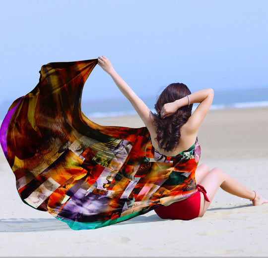 SAMEEHA Women's Georgette All Over Print Pareo