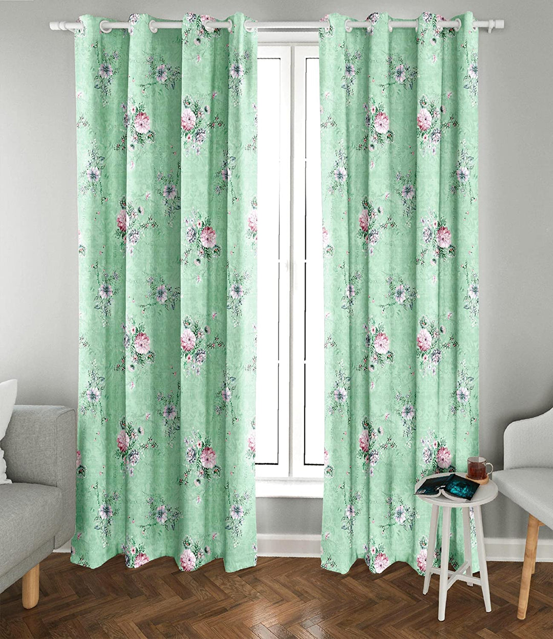 Ultimate Trends ™ Premium Polyester Digital Printed Floral Curtains for Home & Living Room, Set of 2