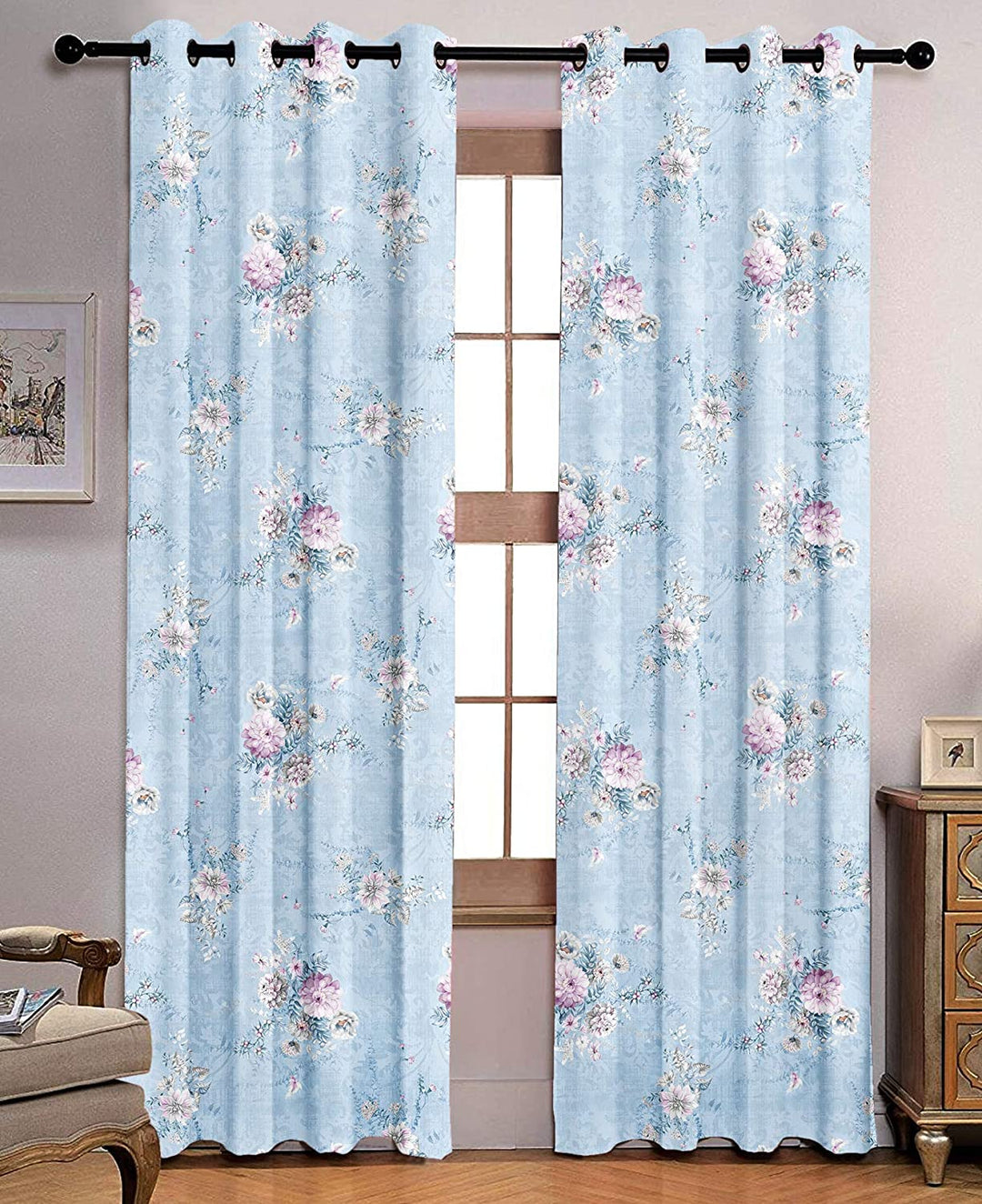 Ultimate Trends ™ Premium Polyester Digital Printed Floral Curtains for Home & Living Room, Set of 2