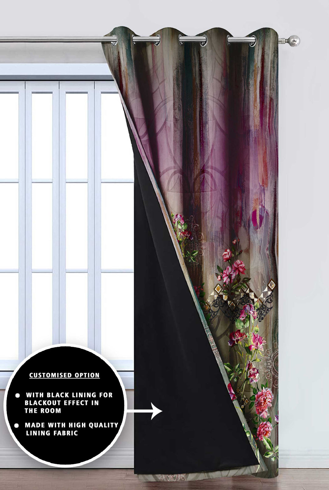 Ultimate Trends Premium Polyester Elite Floral Curtain For Home Décor Multi Color, 1 Piece