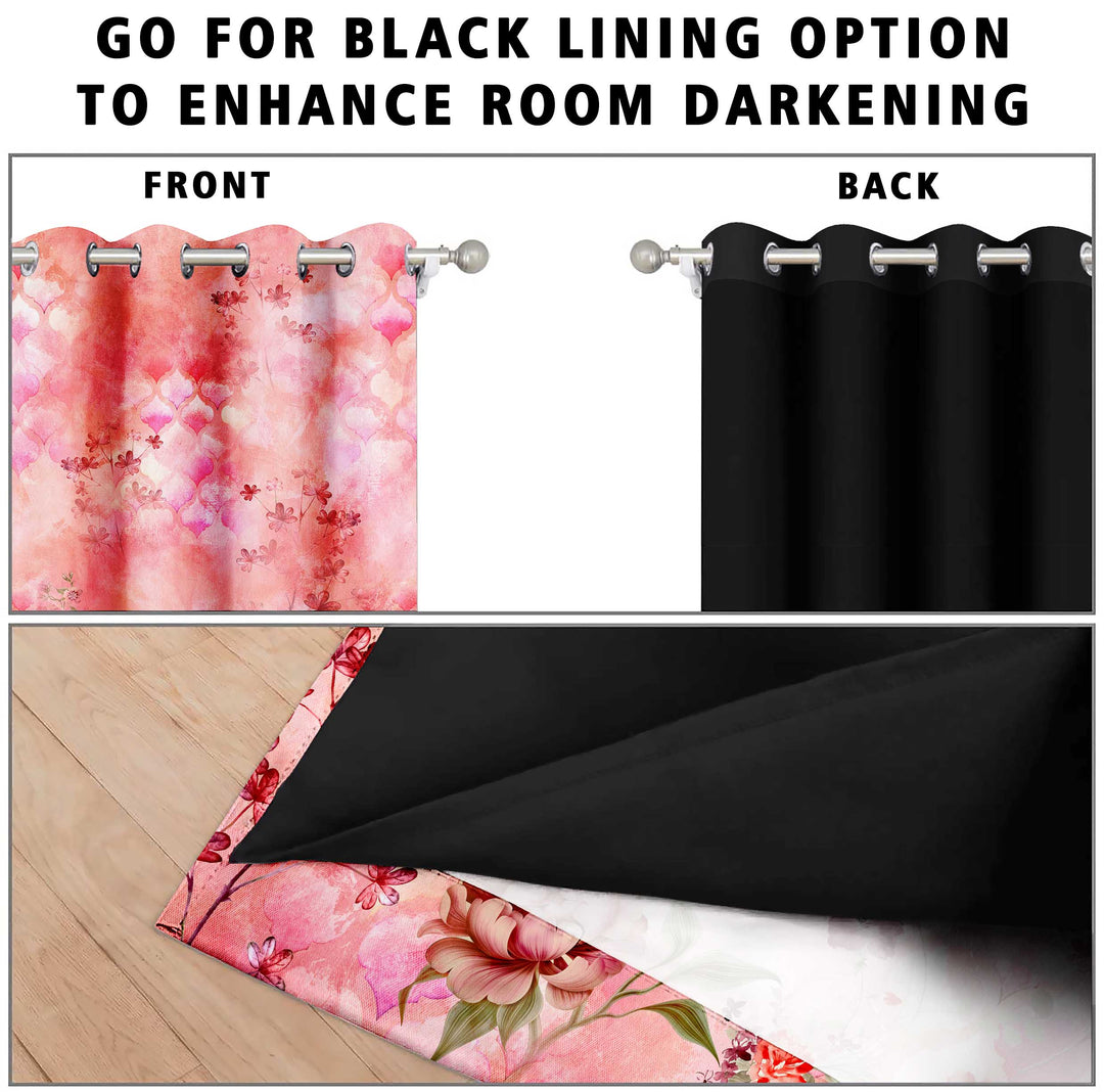 Ultimate Trends Premium Polyester Elite Floral Curtain For Home Décor Coral Pink Color, 1 Piece