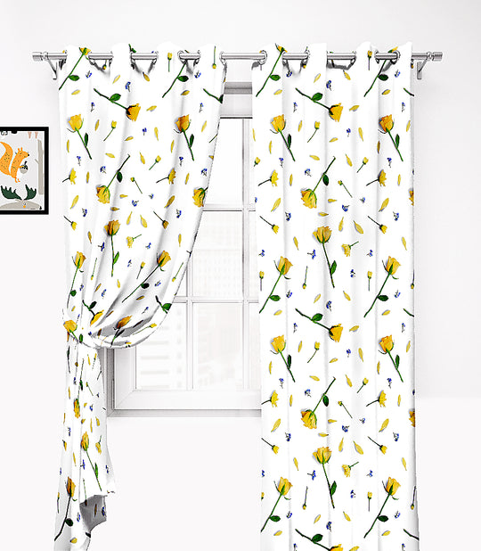 Ultimate Trends Premium Polyester 3D Floral Curtain For Home Décor White Color, 1 Piece