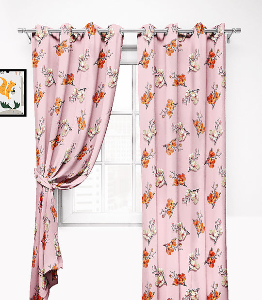 Ultimate Trends Premium Polyester 3D Floral Curtain For Home Décor Blush Pink Color, 1 Piece