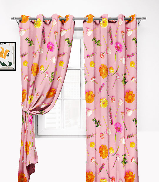 Ultimate Trends Premium Polyester 3D Floral Curtain For Home Décor Lemonade Pink  Color, 1 Piece