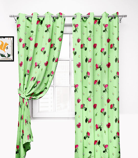 Ultimate Trends Premium Polyester 3D Floral Curtain For Home Décor Seafoam Green Color, 1 Piece