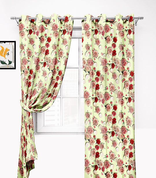 Ultimate Trends Premium Polyester 3D Floral Curtain For Home Décor Mint Green Color, 1 Piece