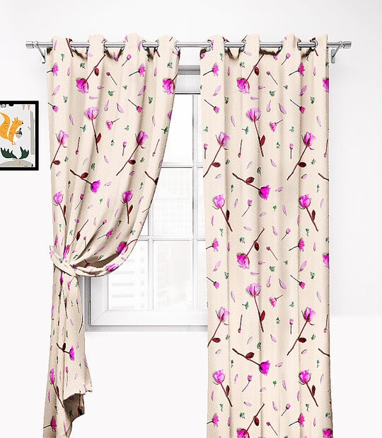 Ultimate Trends Premium Polyester 3D Floral Curtain For Home Décor Ivory Color, 1 Piece