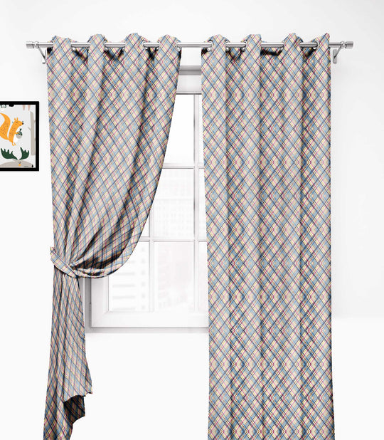 Ultimate Trends Premium Polyester Checkered Curtain For Home Décor Multi Color, 1 Piece