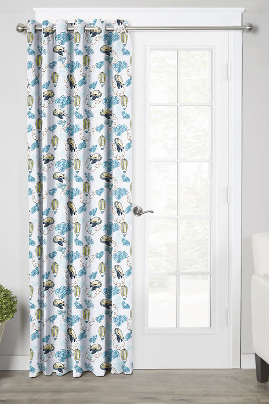 Ultimate Trends Premium Polyester Kids Room Curtain Multi Color, Aeroplan, 1 Piece