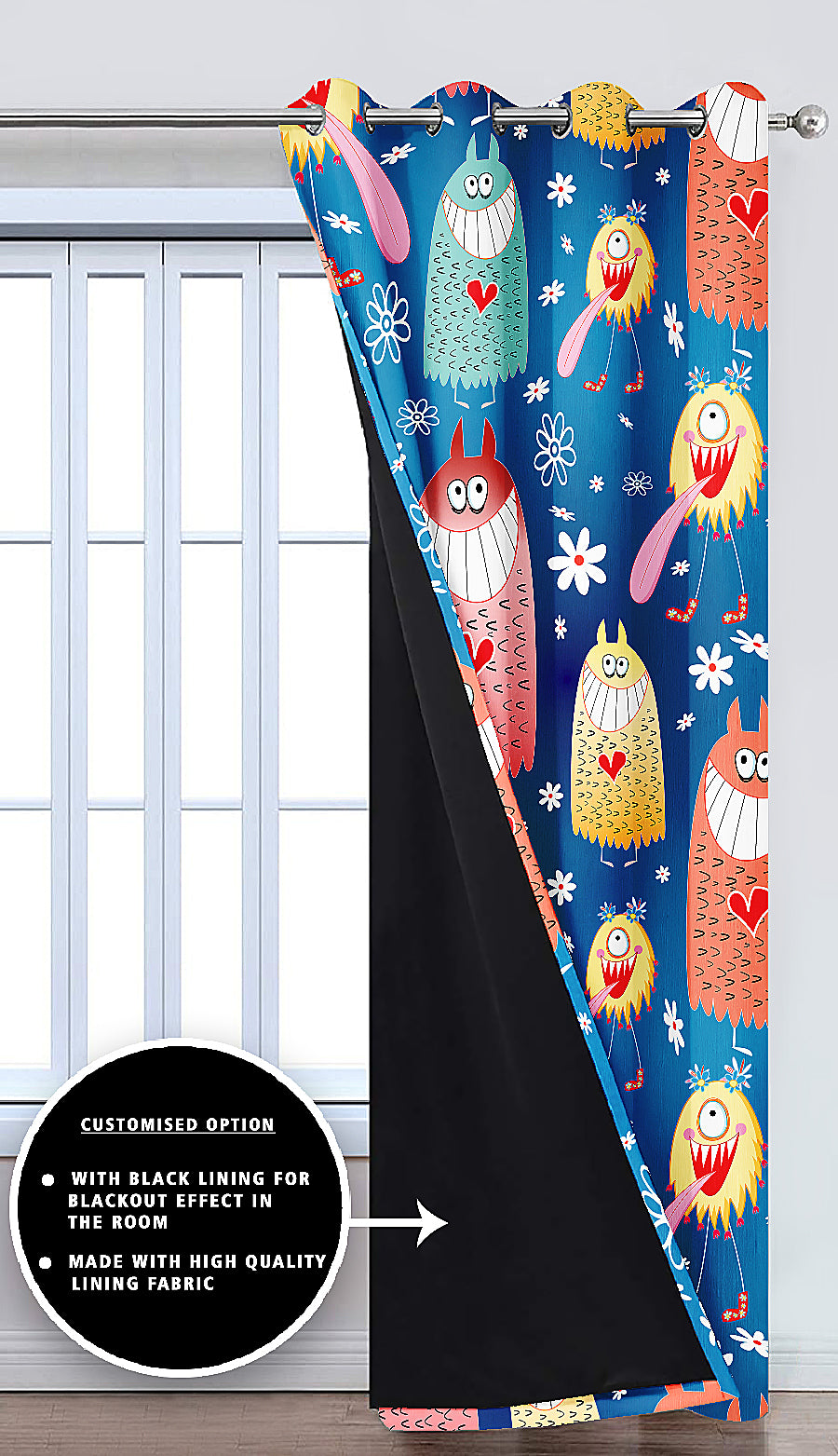 Ultimate Trends Premium Polyester Kids Room Curtain Steel Blue Color, 1 Piece