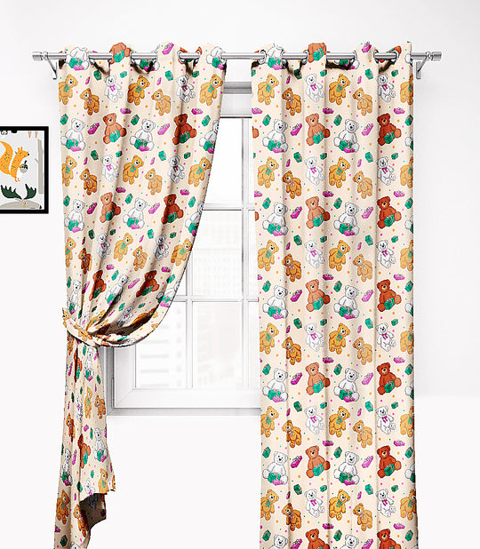 Ultimate Trends Premium Polyester Kids Room Curtain Cream Color, Teddy Bear, 1 Piece