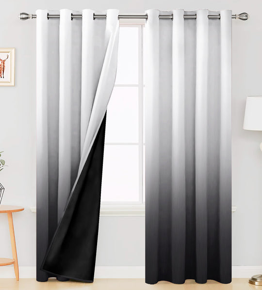 Ultimate Trends Premium Polyester Shaded (Gradient) Curtain For Home Décor Black Color, 1 Piece