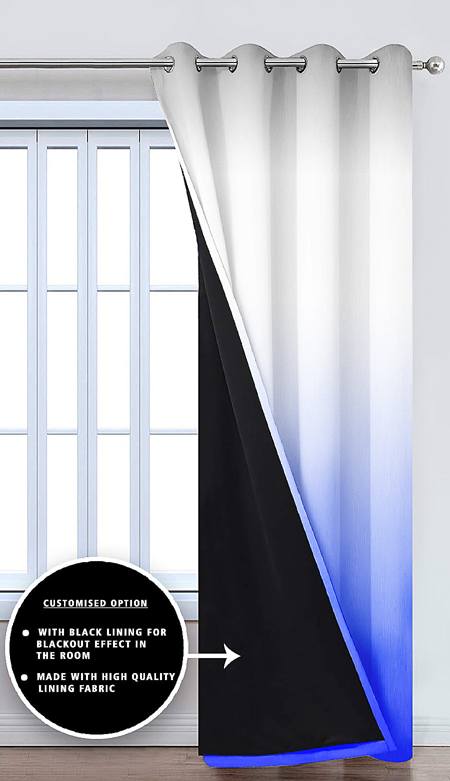 Ultimate Trends Premium Polyester Shaded (Gradient) Curtain For Home Décor Blue Color, 1 Piece