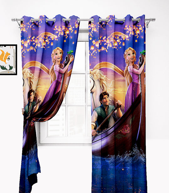 Ultimate Trends Premium Polyester 3D Cartoon Kids Room Curtain Purple Color, Cinderella Princess, 1 Piece