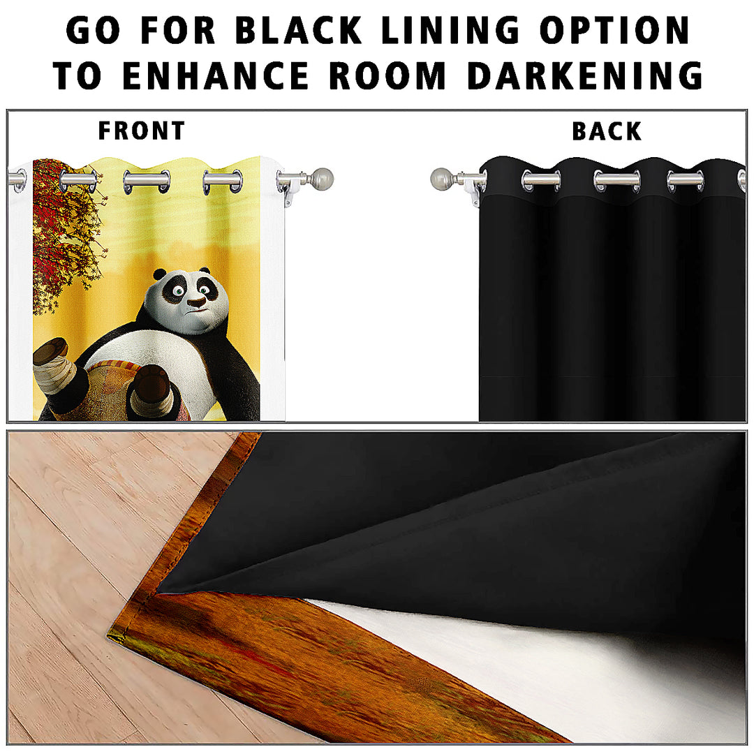 Ultimate Trends Premium Polyester 3D Cartoon Kids Room Curtain Cloud Yellow Color, KungFu Panda, 1 Piece