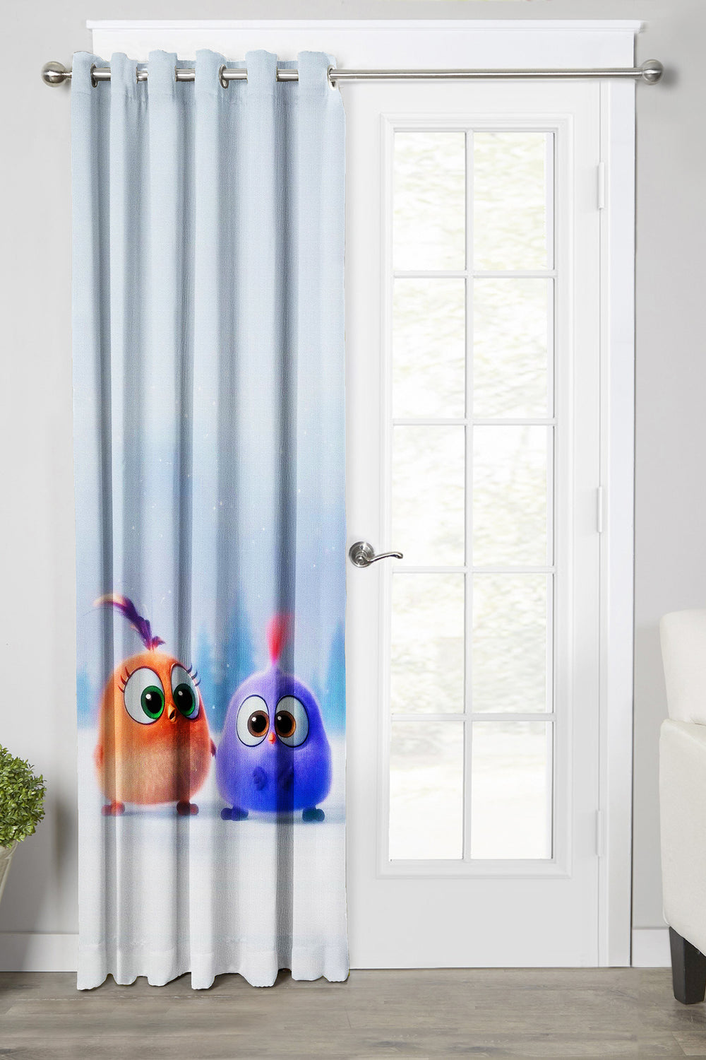 Ultimate Trends Premium Polyester 3D Cartoon Kids Room Curtain Cloud Grey Color, Angry Birds, 1 Piece