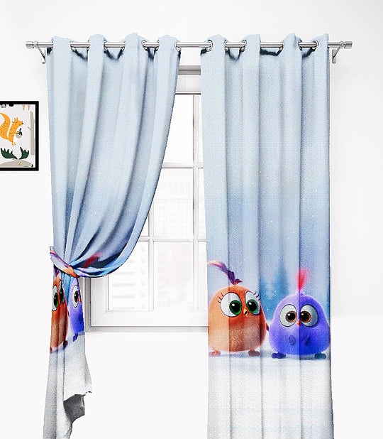 Ultimate Trends Premium Polyester 3D Cartoon Kids Room Curtain Cloud Grey Color, Angry Birds, 1 Piece