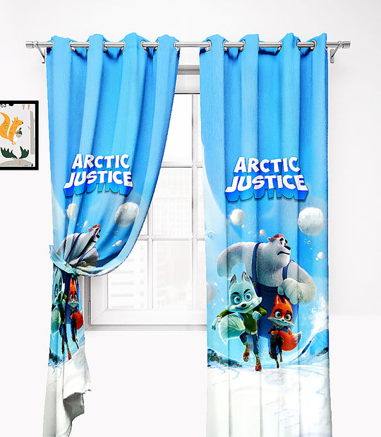 Ultimate Trends Premium Polyester 3D Cartoon Kids Room Curtain Sky Blue Color, Arctic Justice, 1 Piece