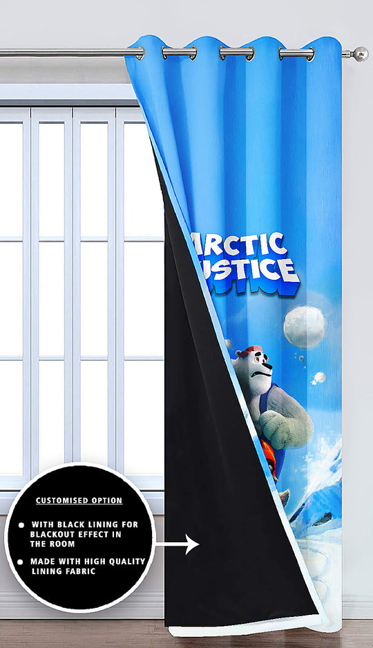 Ultimate Trends Premium Polyester 3D Cartoon Kids Room Curtain Sky Blue Color, Arctic Justice, 1 Piece