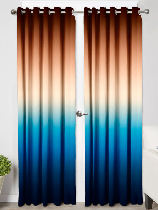 Ultimate Trends Premium Polyester Shaded (Gradient) Curtain For Home Décor Blue and Brown Color, 1 Piece