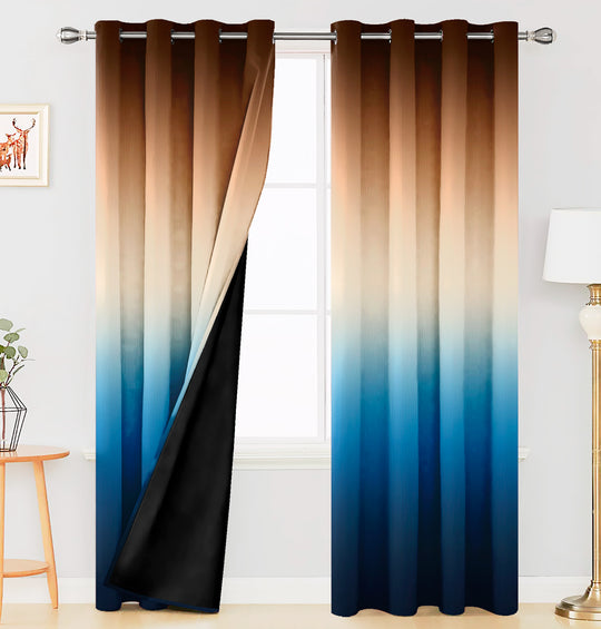 Ultimate Trends Premium Polyester Shaded (Gradient) Curtain For Home Décor Blue and Brown Color, 1 Piece