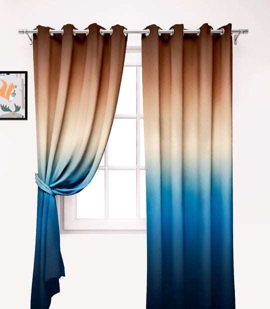 Ultimate Trends Premium Polyester Shaded (Gradient) Curtain For Home Décor Blue and Brown Color, 1 Piece