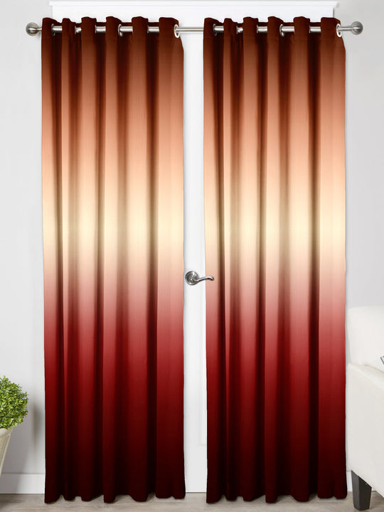 Ultimate Trends Premium Polyester Shaded (Gradient) Modern Curtain For Home Décor Red and Gold Color, 1 Piece