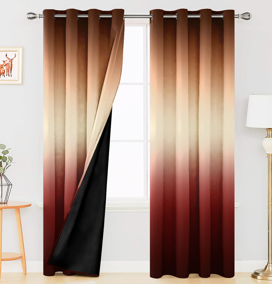 Ultimate Trends Premium Polyester Shaded (Gradient) Modern Curtain For Home Décor Red and Gold Color, 1 Piece