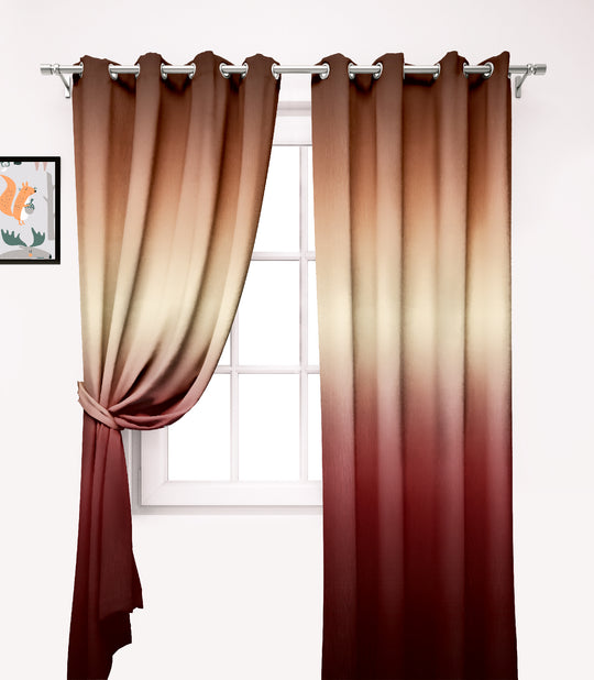 Ultimate Trends Premium Polyester Shaded (Gradient) Modern Curtain For Home Décor Red and Gold Color, 1 Piece