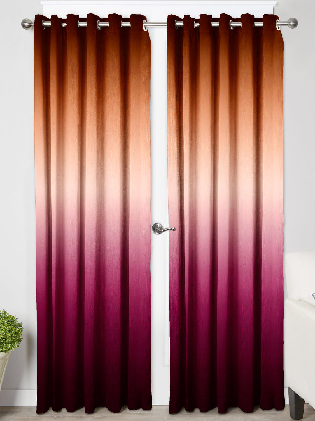 Ultimate Trends Premium Polyester Shaded (Gradient)Curtain For Home Décor Wine and Brown Color, 1 Piece