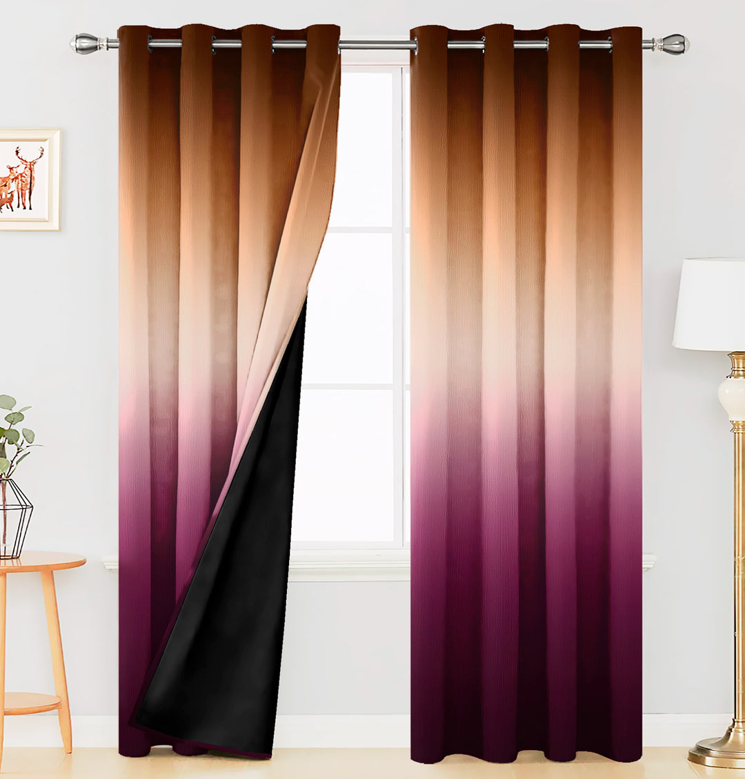 Ultimate Trends Premium Polyester Shaded (Gradient)Curtain For Home Décor Wine and Brown Color, 1 Piece