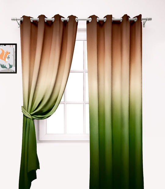 Ultimate Trends Premium Polyester Fancy Shaded (Gradient) Curtain For Home Décor Green and Gold Color, 1 Piece