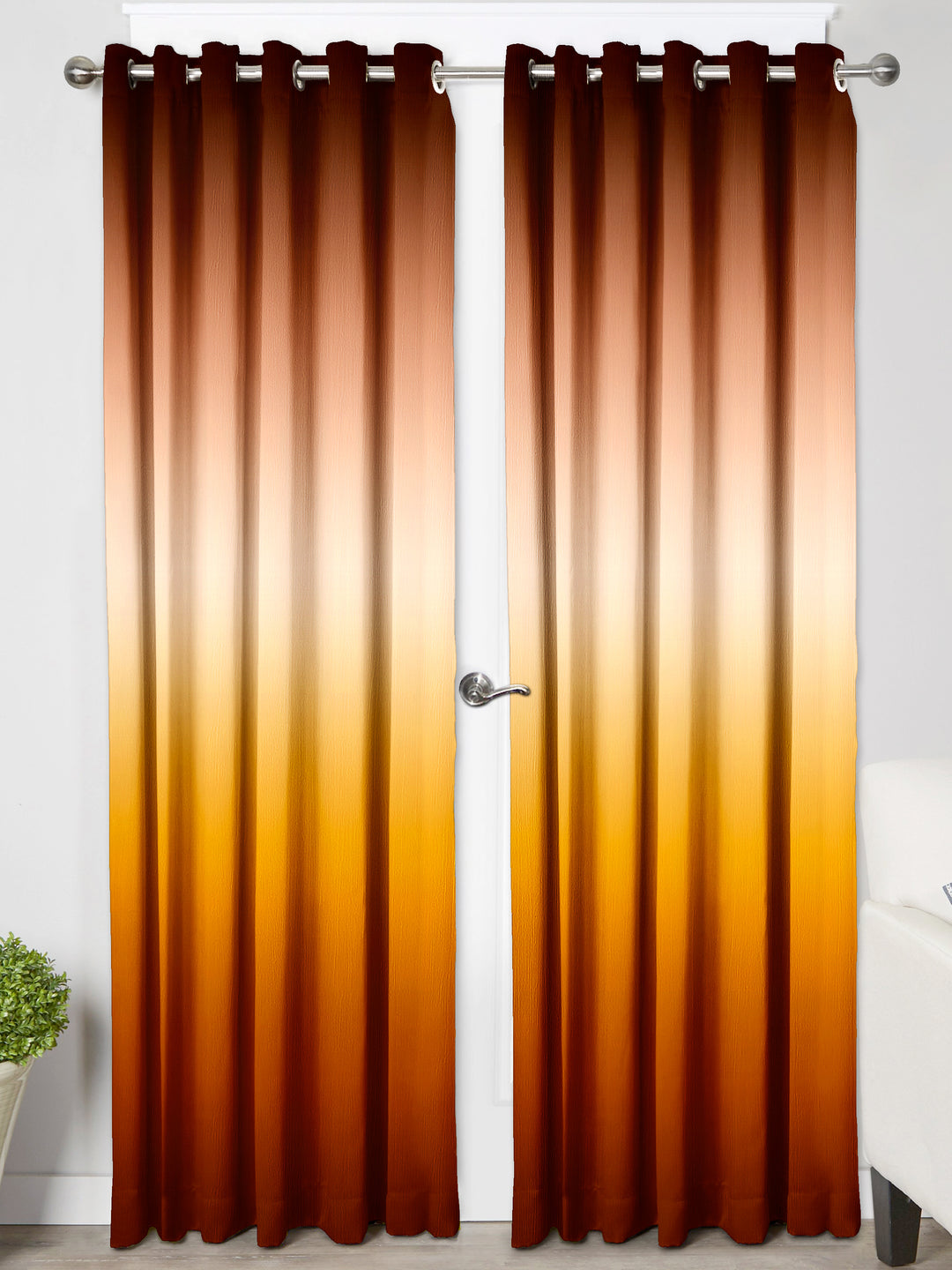 Ultimate Trends Premium Polyester Shaded (Gradient) Curtain For Home Décor Gold and Brown Color, 1 Piece