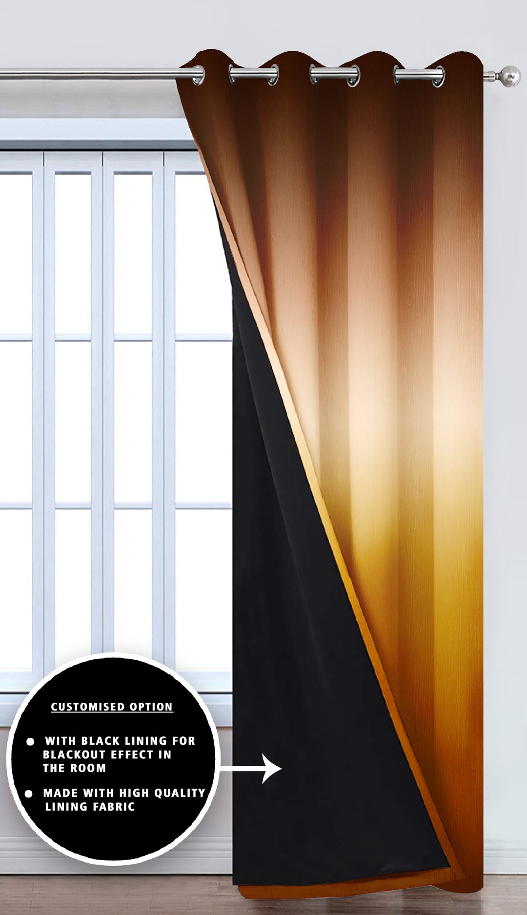 Ultimate Trends Premium Polyester Shaded (Gradient) Curtain For Home Décor Gold and Brown Color, 1 Piece