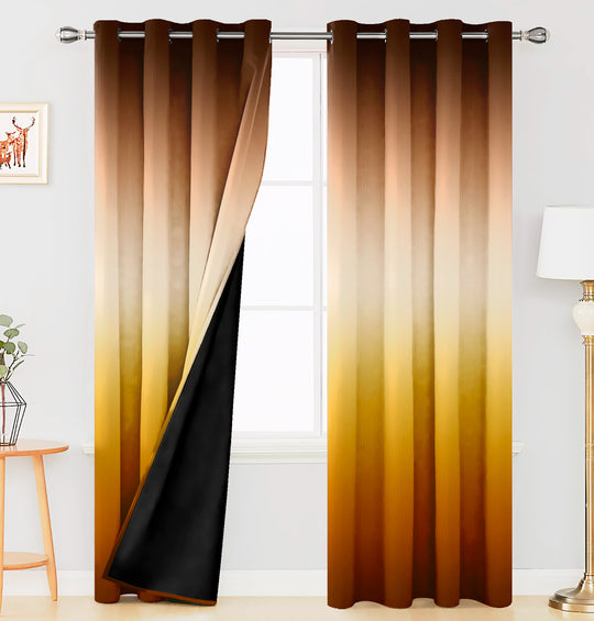 Ultimate Trends Premium Polyester Shaded (Gradient) Curtain For Home Décor Gold and Brown Color, 1 Piece