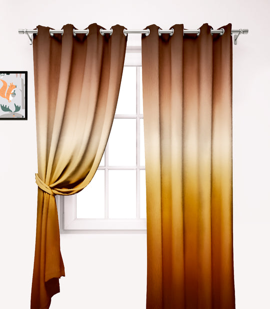 Ultimate Trends Premium Polyester Shaded (Gradient) Curtain For Home Décor Gold and Brown Color, 1 Piece