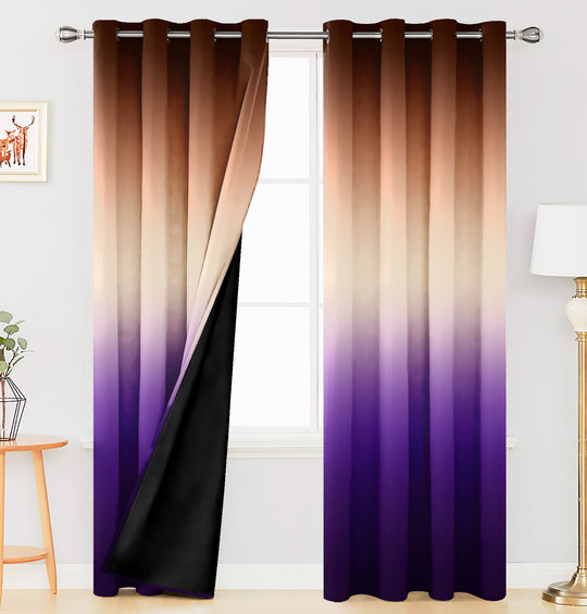 Ultimate Trends Premium Polyester Fancy Shaded (Gradient) Curtain For Home Décor Purple and Gold Color, 1 Piece