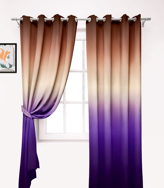 Ultimate Trends Premium Polyester Fancy Shaded (Gradient) Curtain For Home Décor Purple and Gold Color, 1 Piece