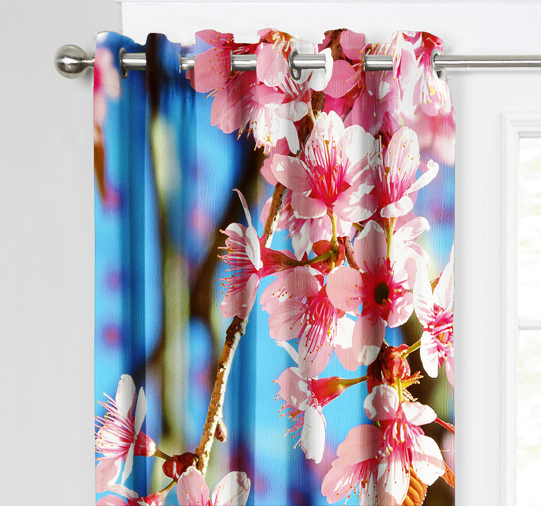 Ultimate Trends Premium Polyester Fancy 3D Floral Curtain For Home Décor Blue and Pink Color, 1 Piece