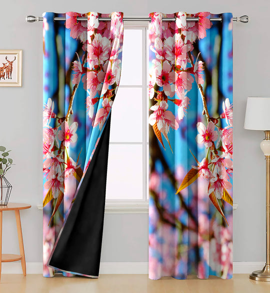 Ultimate Trends Premium Polyester Fancy 3D Floral Curtain For Home Décor Blue and Pink Color, 1 Piece