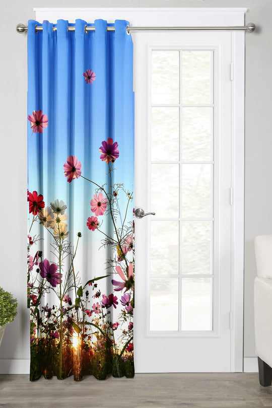 Ultimate Trends Premium Polyester Fancy 3D Floral Curtain For Home Décor Sky Blue Color, 1 Piece