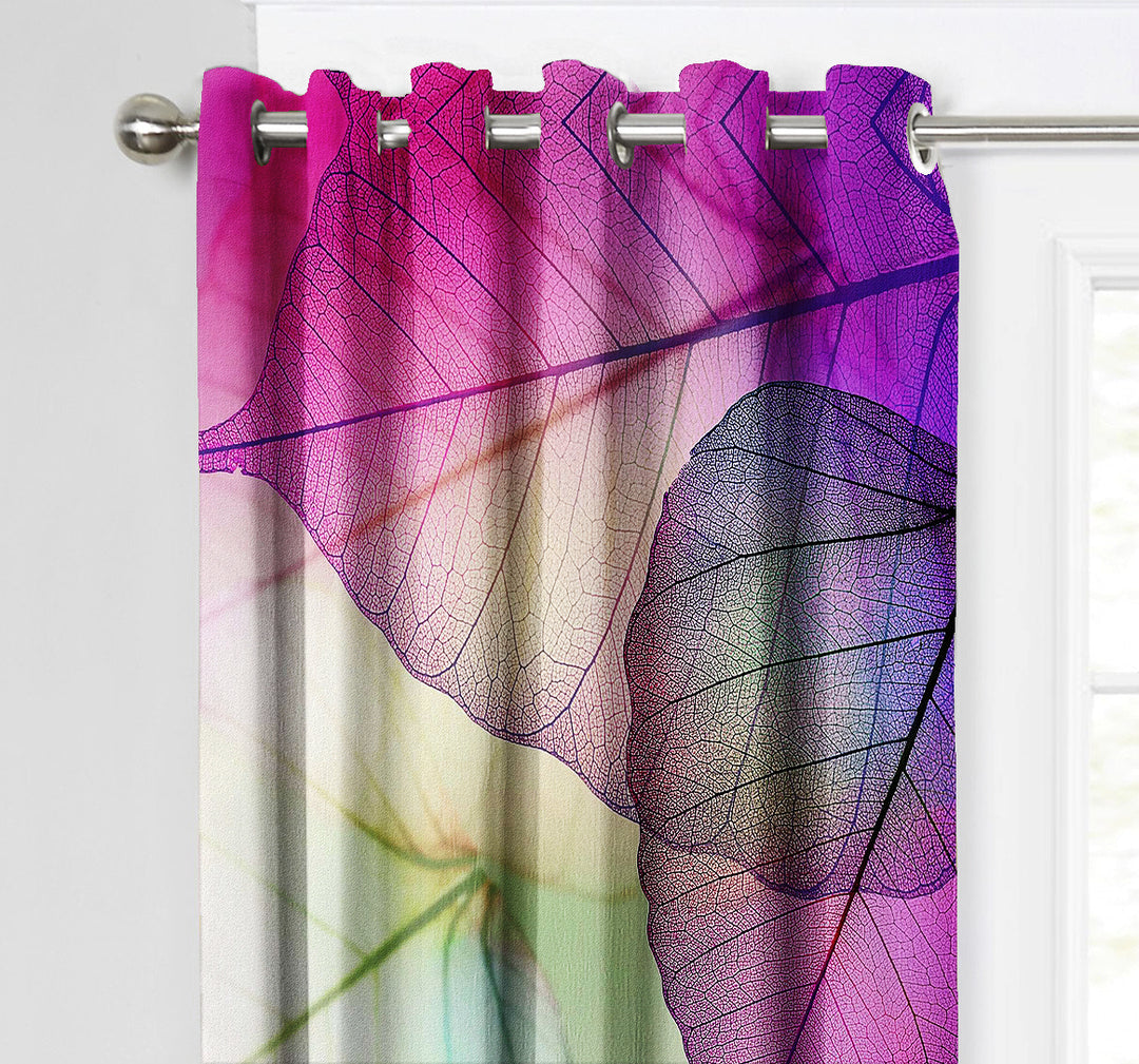 Purple & Green Leaf, Blackout Curtains