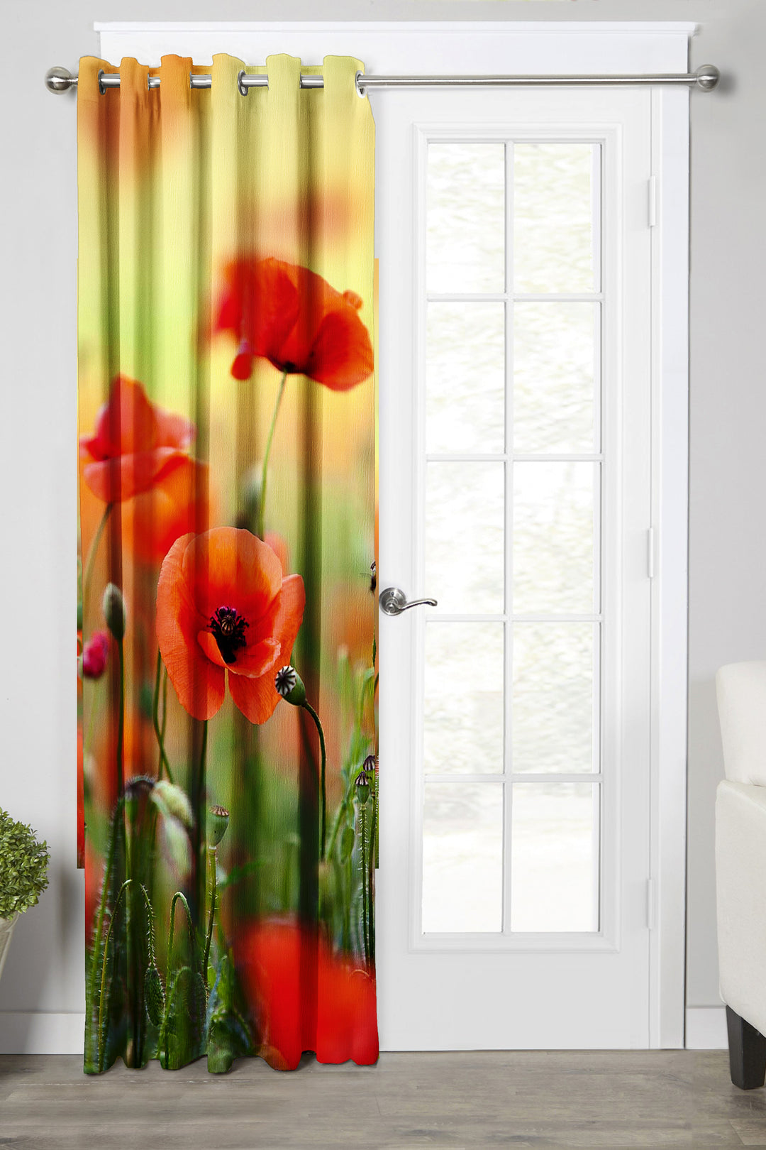 Ultimate Trends Premium Polyester Fancy 3D Floral Curtain For Home Décor Yellow and Red Color, 1 Piece