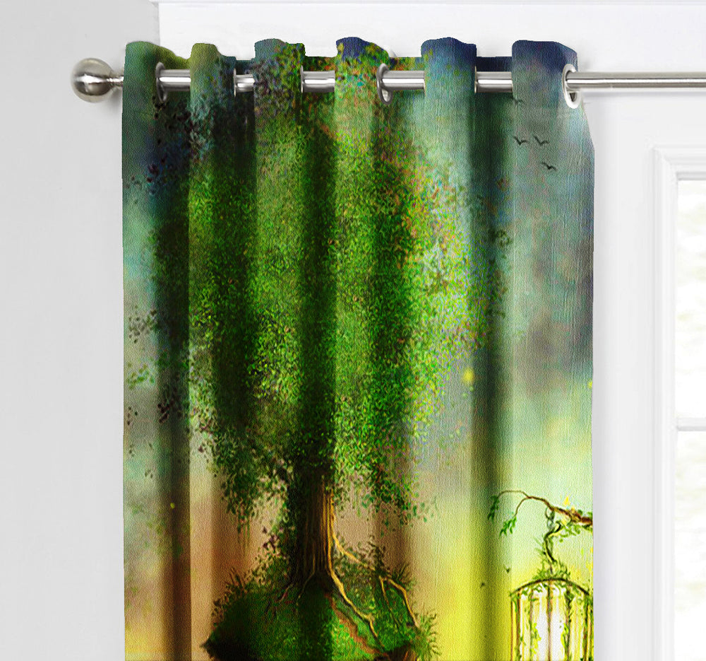 Ultimate Trends Premium Polyester Fancy 3D Scenery Curtain For Home Décor Green Color, 1 Piece