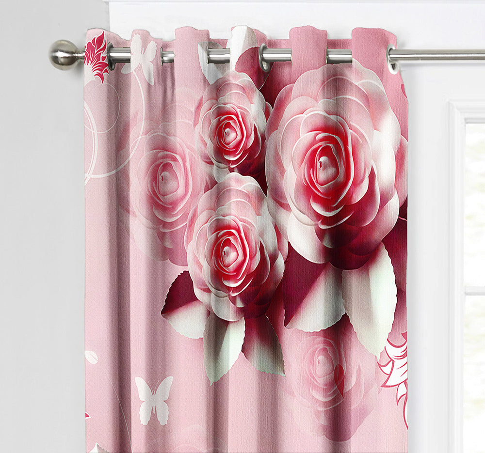 Ultimate Trends Premium Polyester Fancy 3D Floral Curtain For Home Décor Peach Color, 1 Piece