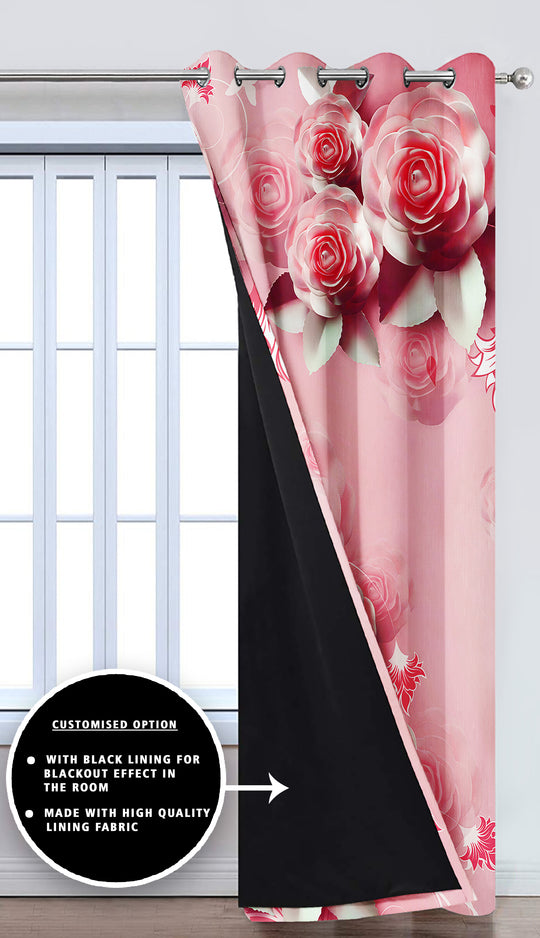 Ultimate Trends Premium Polyester Fancy 3D Floral Curtain For Home Décor Peach Color, 1 Piece