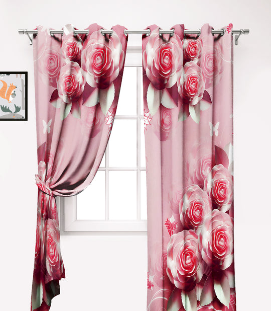 Ultimate Trends Premium Polyester Fancy 3D Floral Curtain For Home Décor Peach Color, 1 Piece