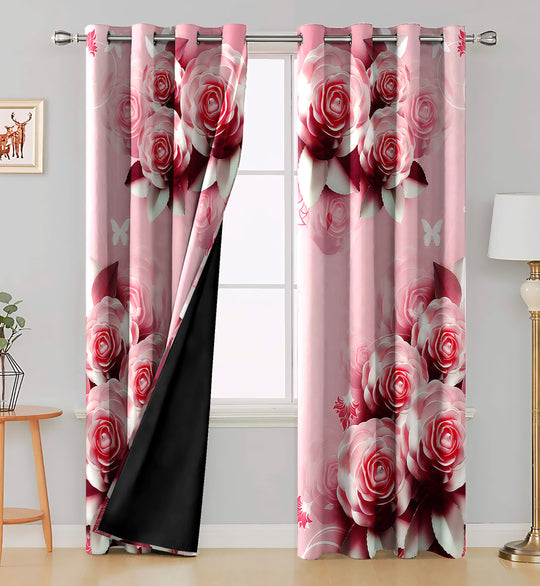 Ultimate Trends Premium Polyester Fancy 3D Floral Curtain For Home Décor Peach Color, 1 Piece