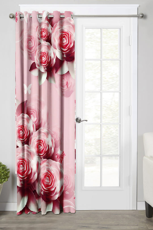 Ultimate Trends Premium Polyester Fancy 3D Floral Curtain For Home Décor Peach Color, 1 Piece