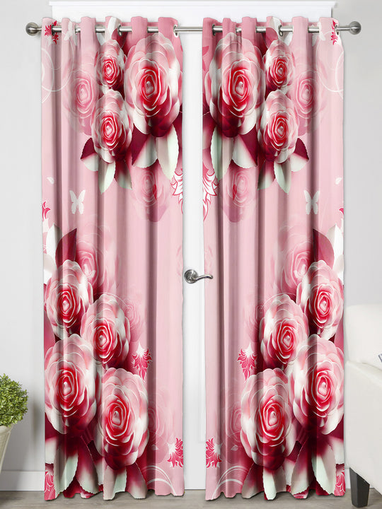 Ultimate Trends Premium Polyester Fancy 3D Floral Curtain For Home Décor Peach Color, 1 Piece